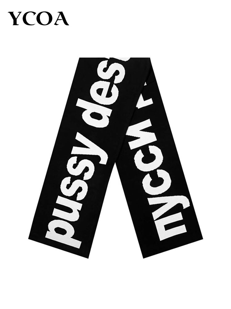 Tech Wear Accessories - Men Scarf Winter Y2k Streetwear Black
