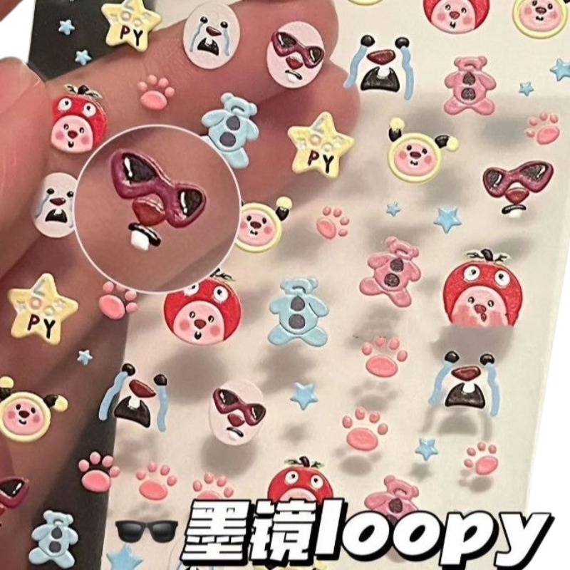 Loopy 3D embossed sticker, tra - Nail Tech Accessories 评论和价格