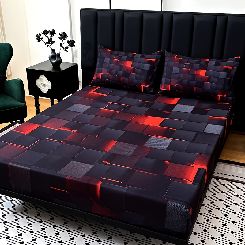 Tech-Red Plaid Fitted Sheet Se - Tech Acc 评论和价格